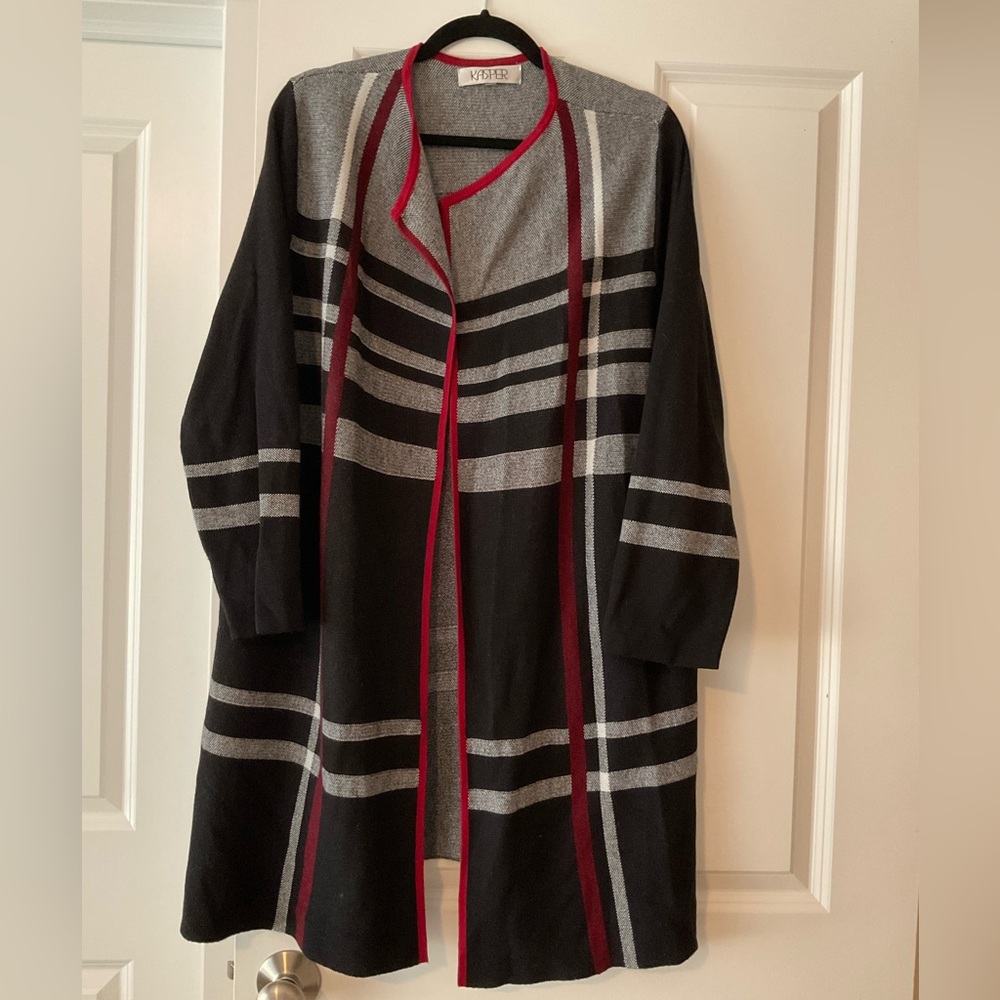 Kasper 1X long cardigan plaid
